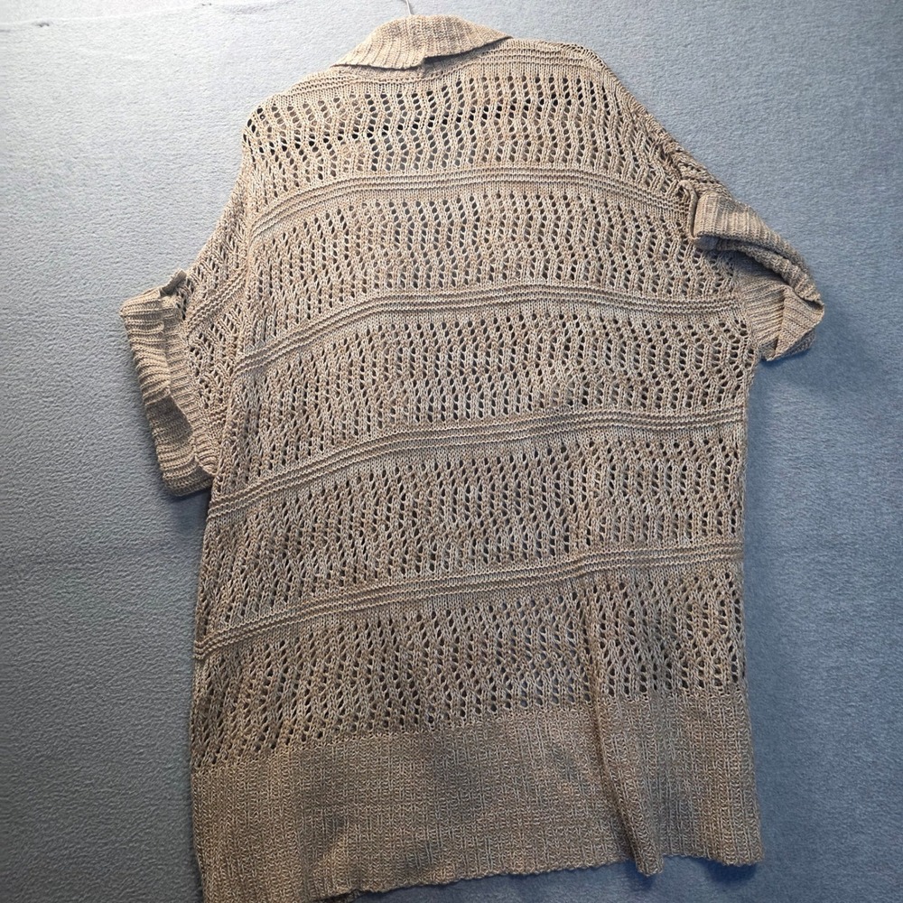 Apt 9 Open Knit Cardigan Sweater Womens Size 3X Beige Short Sleeve Plus Size - Picture 2 of 8